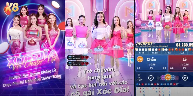 PA Gaming K8 - Sảnh game huyền thoại ra mắt siêu phẩm xóc đĩa 6 Siêu phẩm xóc đĩa với các dealer nữ xinh đẹp
